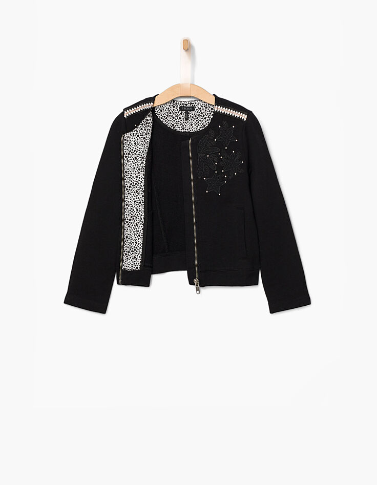 Girls’ black embroidered cardigan-5