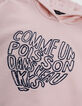 Sweat à capuche rose message brodé forme coeur fille-6