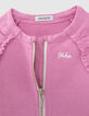 Baby girls’ mauve cardigan with ethnic embroidery-5