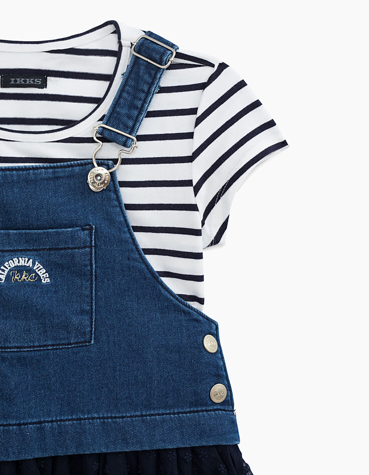 Robe 2 en 1 bi matière avec marinière fille-2