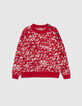 Rode gebreide trui jacquard tagmotief Dames-7