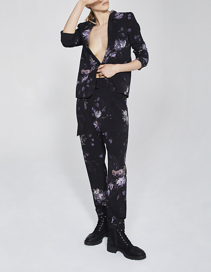 Damenchiffonhose mit Skizzenblumenprint-5