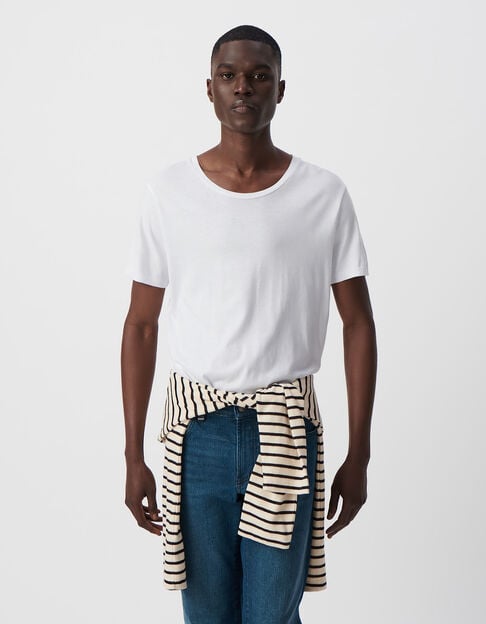 Wit katoenen T-shirt in katoen-modal Heren - IKKS