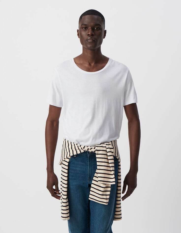 T-shirt blanc coton modal Homme-2
