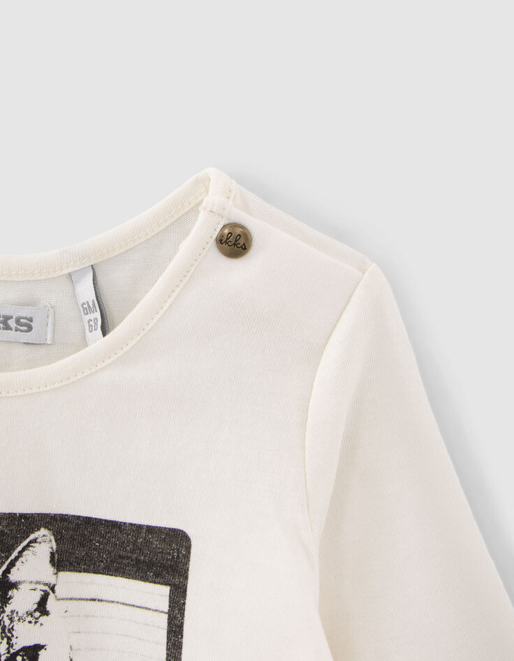 Camiseta crudo algodón ecológico gato gánster bebé niña-5