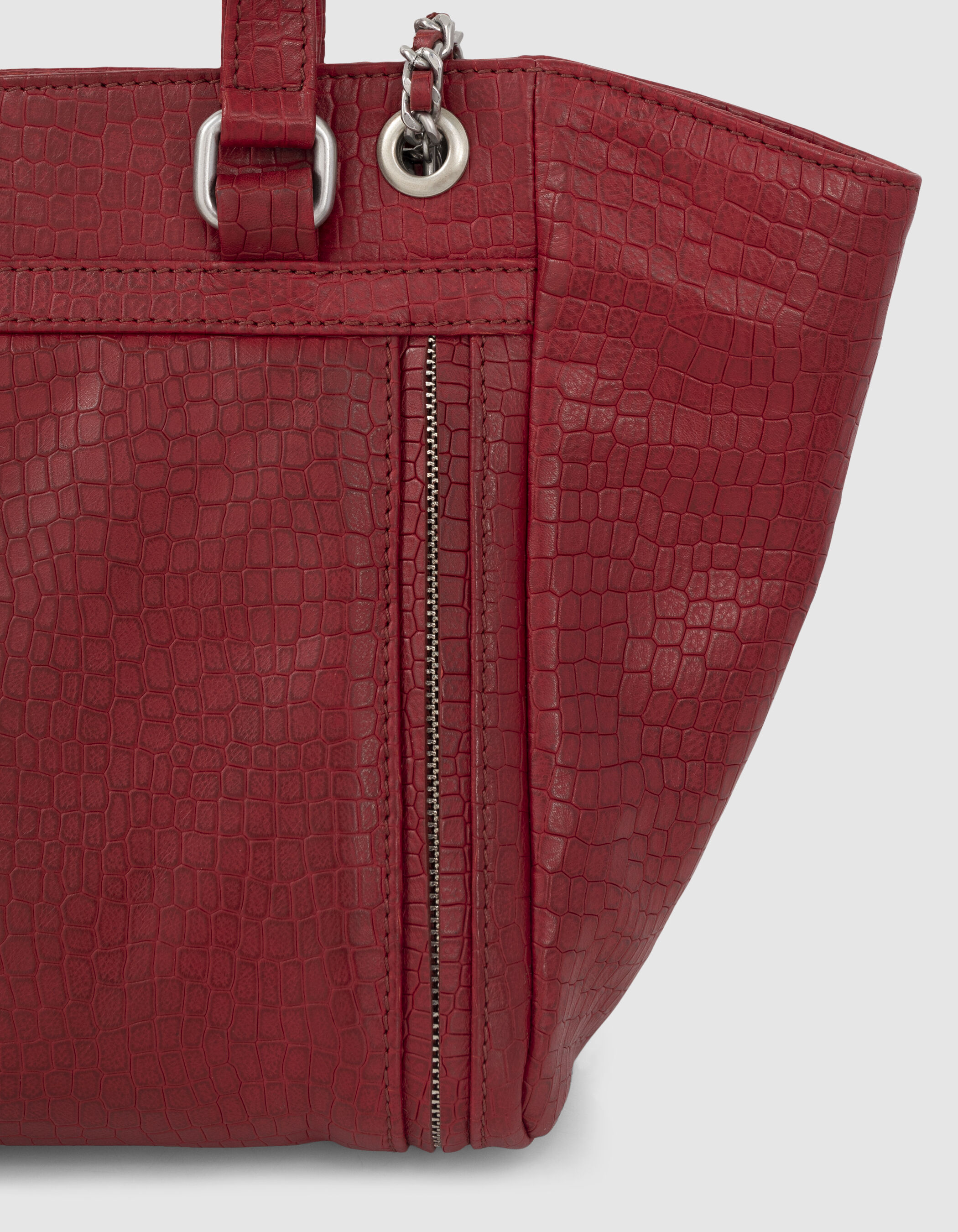 Sac cabas 1440 Medium cuir rouge emboss croco Femme