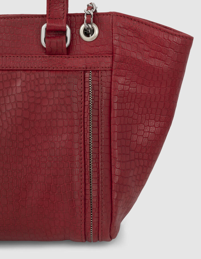 Women’s red croc-embossed leather Medium 1440 tote bag - IKKS