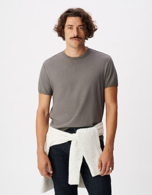 T-shirt col rond gris coton modal Homme - IKKS