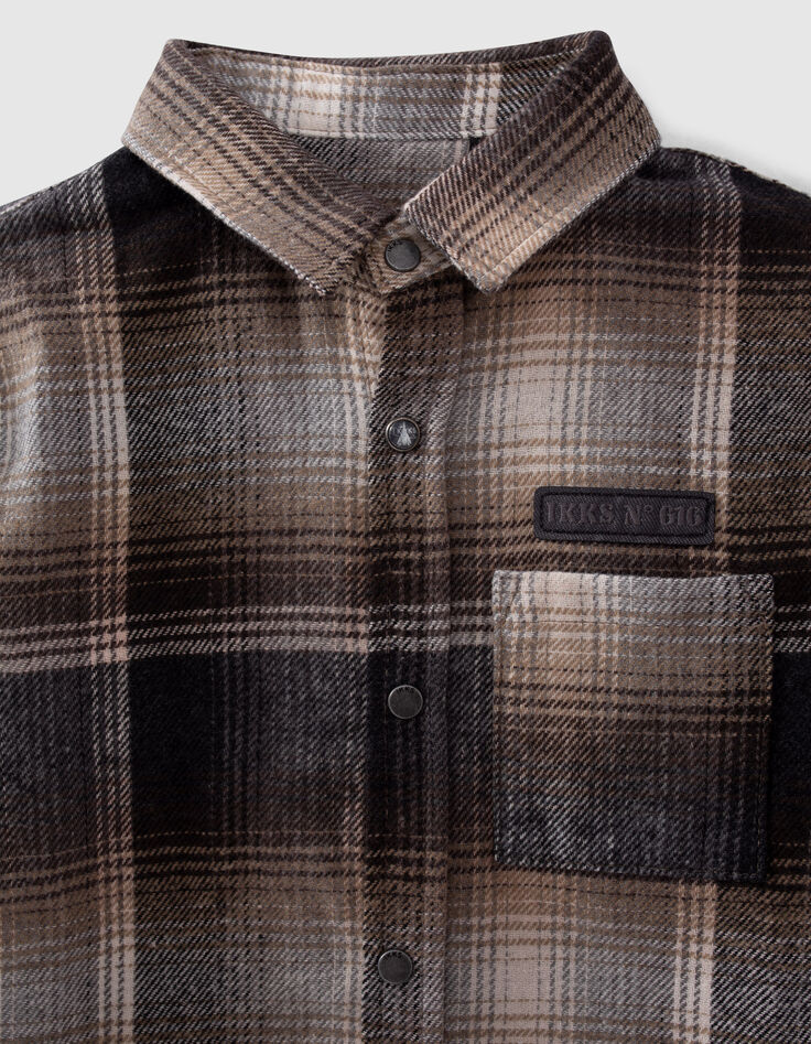 Chemise grise &agrave; carreaux en flanelle gar&ccedil;on -3