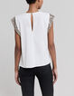 Women’s white top with beads and sequins on shoulders-3