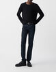 Men's fine-knit black sweater with rolled edges-2
