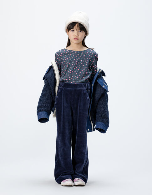 Girls’ blue corduroy knit joggers - IKKS