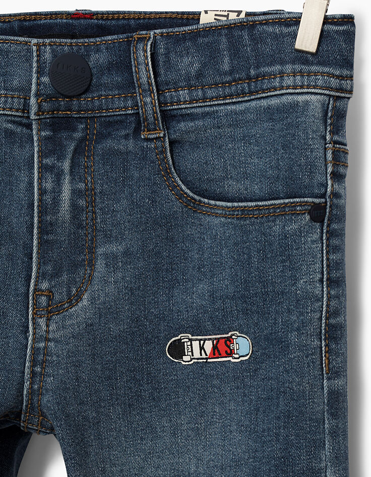 Boys’ light blue patched embroidered slim jeans -5