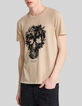 Zandkleurig T-shirt opdruk doodshoofd-palmen Heren-1