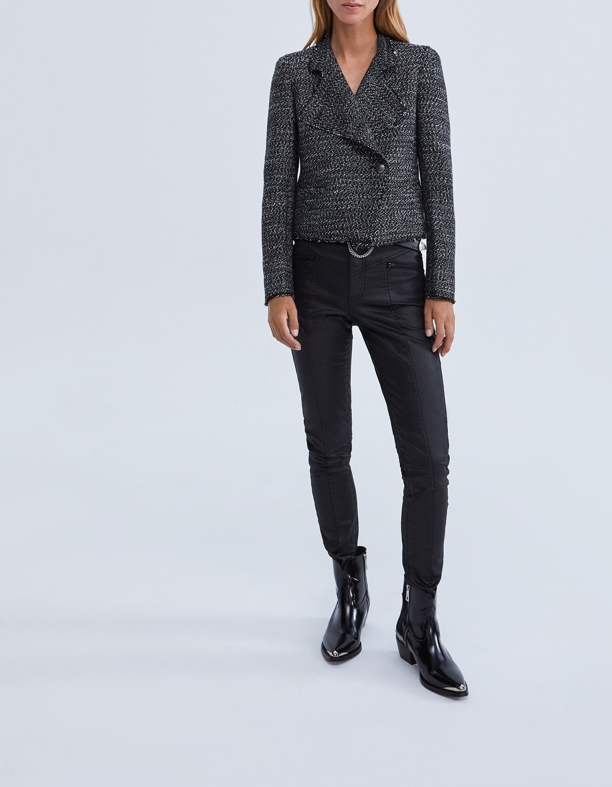 Jean slim noir enduit taille haute sculpt up Femme