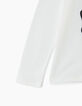 Tee-shirt blanc cassé visuel chat-motard garçon -5