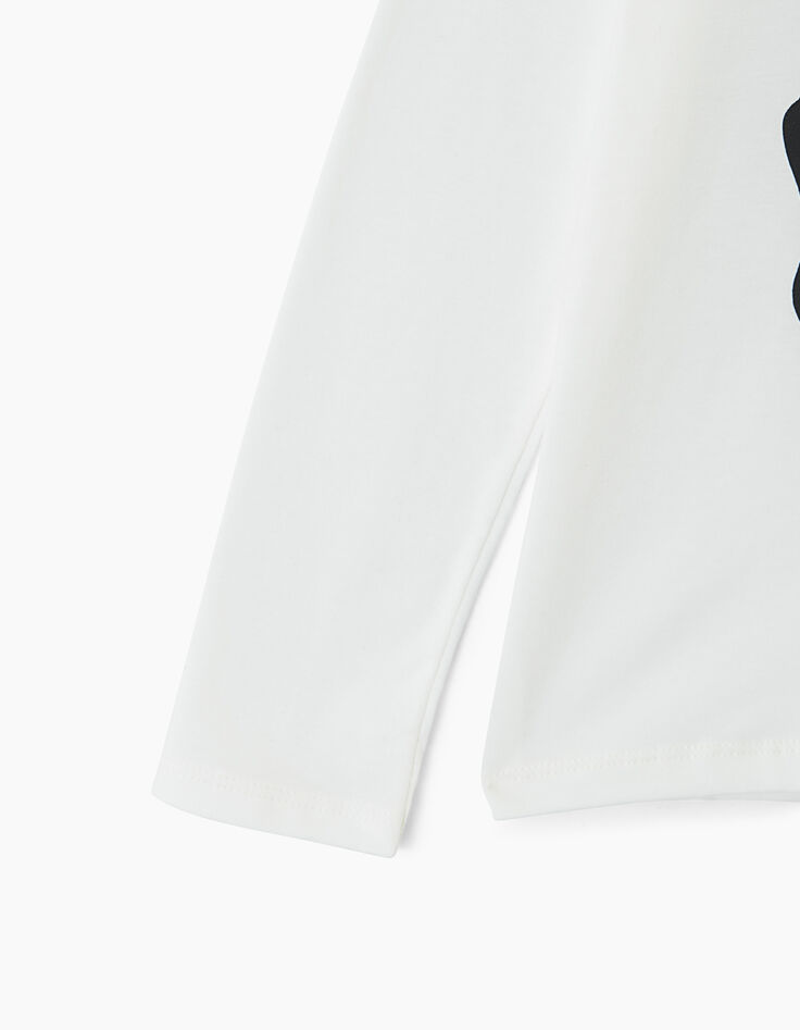 Tee-shirt blanc cassé visuel chat-motard garçon -5