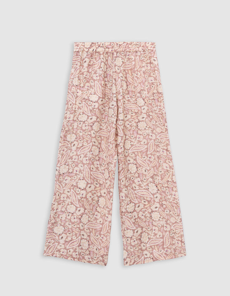 Pantalon rose imprimé cachemire floral fille-6