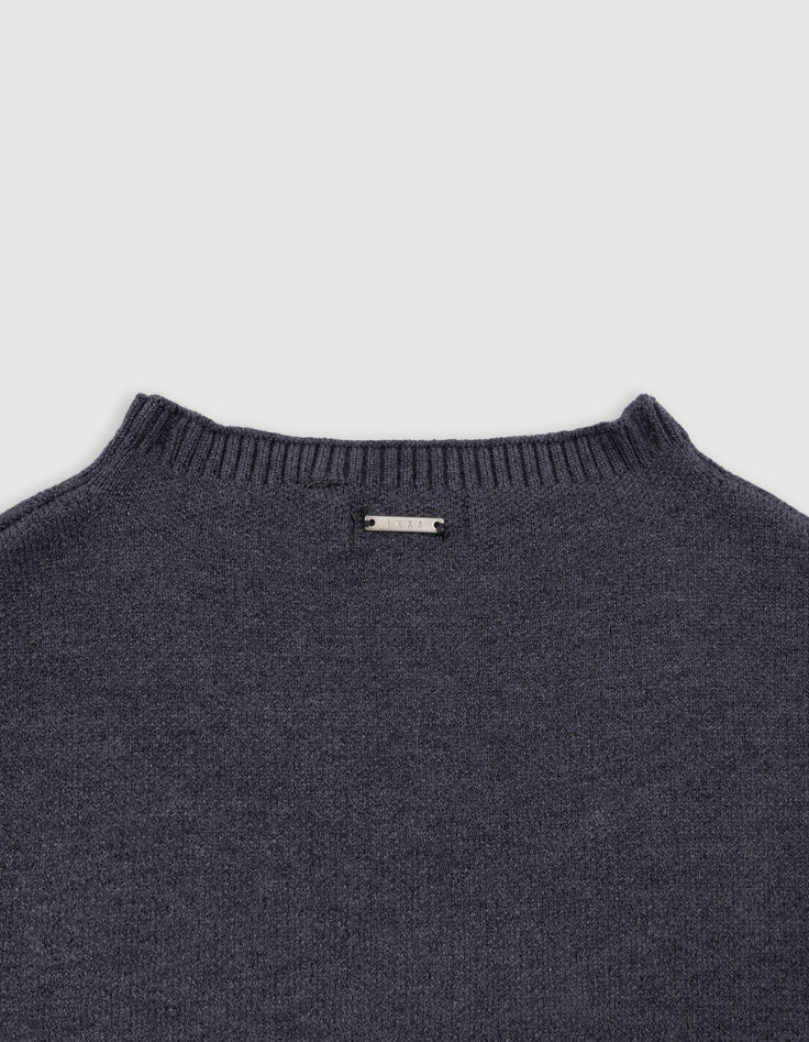 Ärmelloser grauer Pullover mit Botschaft für Mädchen-6
