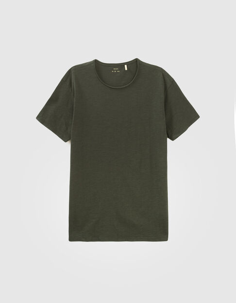 Khaki Herren-T-Shirt L‘Essentiel mit Rundhalsausschnitt