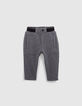Pantalon gris ceinture bord-côte rayé bébé garçon-1