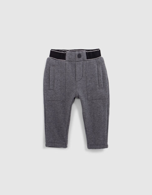 Boy's grey striped pants with ribbed waistband - IKKS