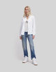 Cremewei&szlig;es Damen-T-Shirt mit gesticktem Schriftzug-1