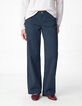 Chino large bleu marine coton Femme-2