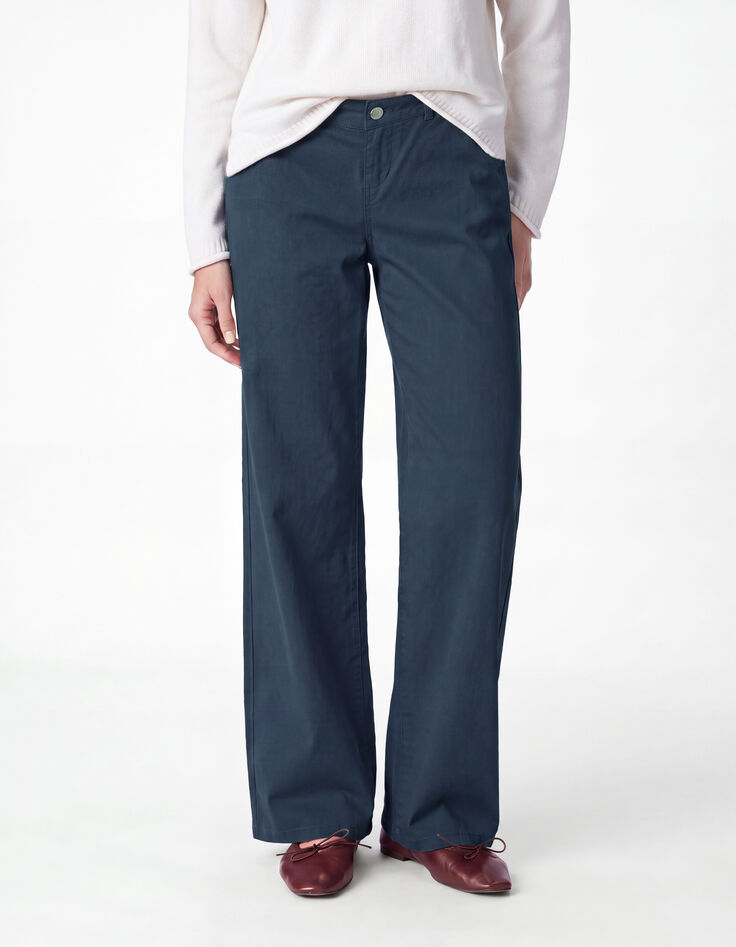 Chino large bleu marine coton Femme-2