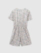 Girls' ecru flowery print LENZING™ ECOVERO™ playsuit-2