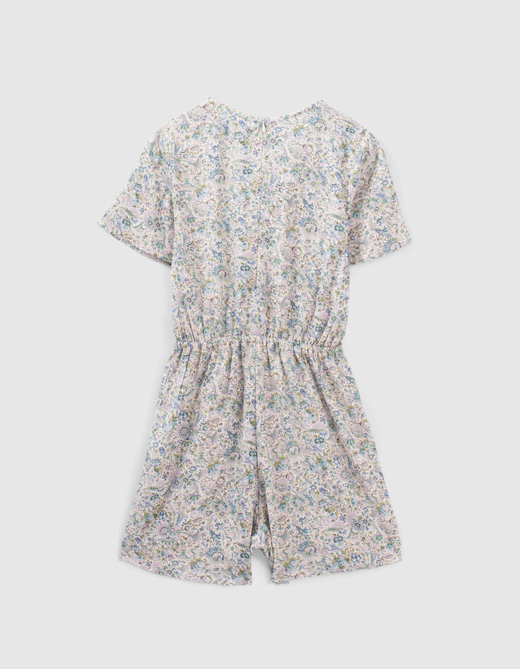 Girls' ecru flowery print LENZING™ ECOVERO™ playsuit-2