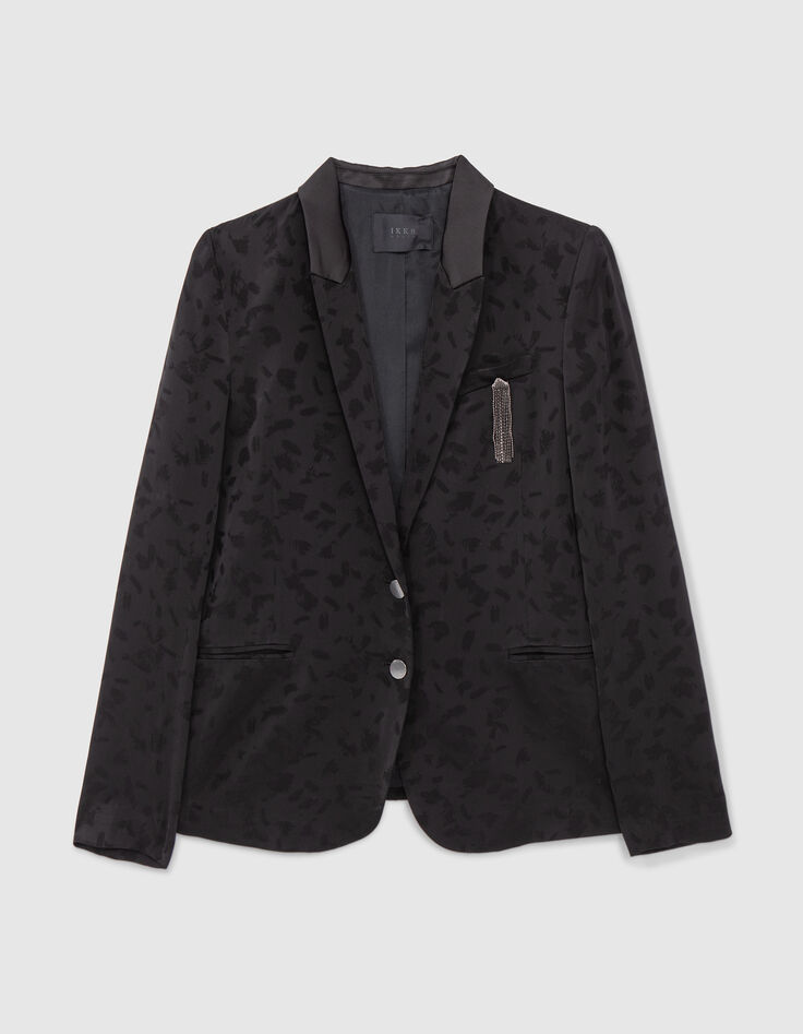 Schwarze Jacquard-Anzugjacke f&uuml;r  mit kunstvollem Muster-5