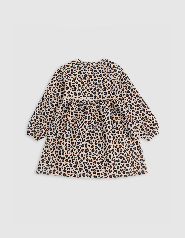 Robe sweat beige imprimé léopard fille-3 Robe sweat beige imprimé léopard fille-3