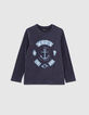Marineblaues Jungen-T-Shirt mit Anker-Motiv-1