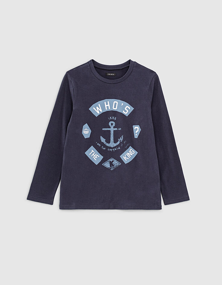 Marineblaues Jungen-T-Shirt mit Anker-Motiv-1