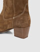 Women’s cognac suede cowboy-style boots-4