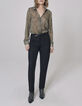 Women’s khaki decorative print voile shirt-2