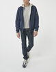 Blaue und beige Herrenwendebomberjacke aus Sweatstoff-7