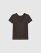 Brons omkeerbaar T-shirt lurex vlecht V-hals Dames-7