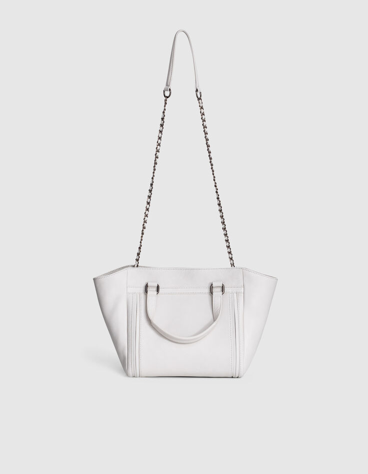 Sac cabas cuir LE 1440 MEDIUM BLANC matelassage chevrons femme-3