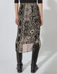 Women’s scarf-print asymmetric skirt with voile ruffle-3