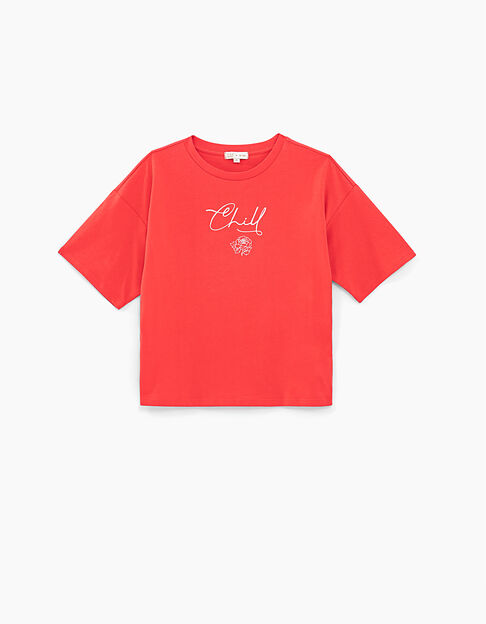 Girls’ medium red slogan T-shirt