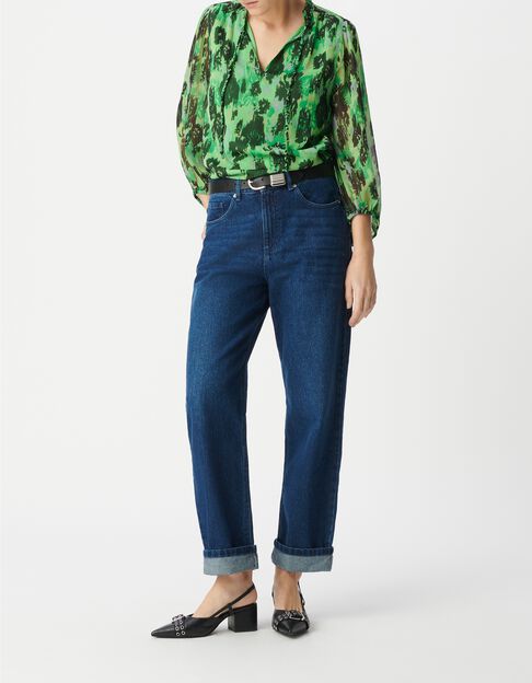 Blouse verte polyester recycl&eacute; imprim&eacute; abstrait Femme - IKKS