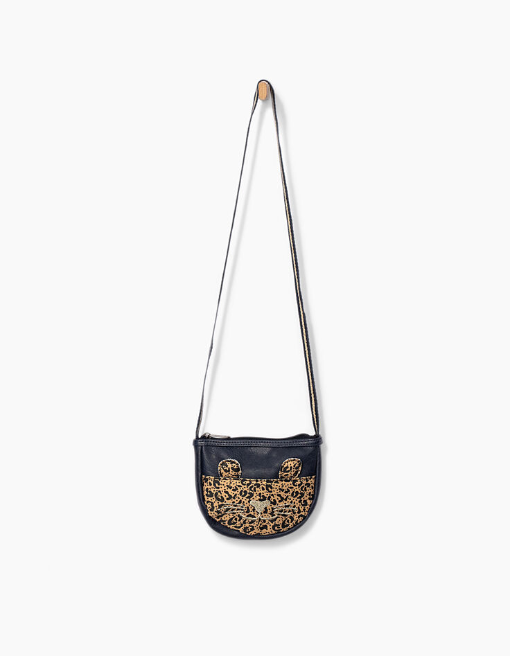 Sac à main navy à découpe léopard fille-1
