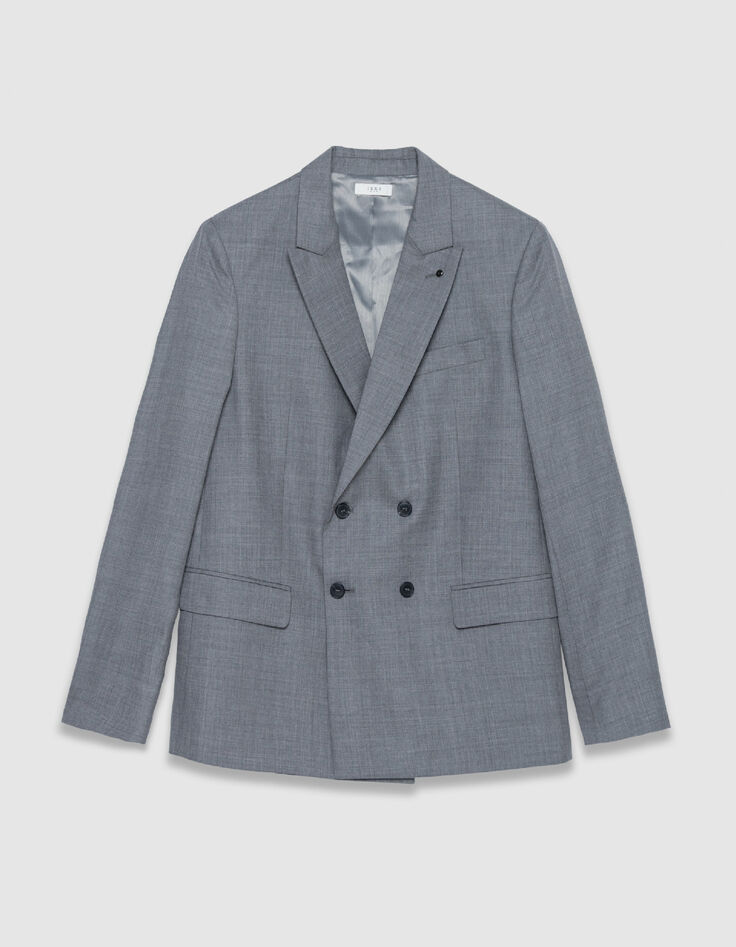 Men's grey double-breasted suit jacket-6