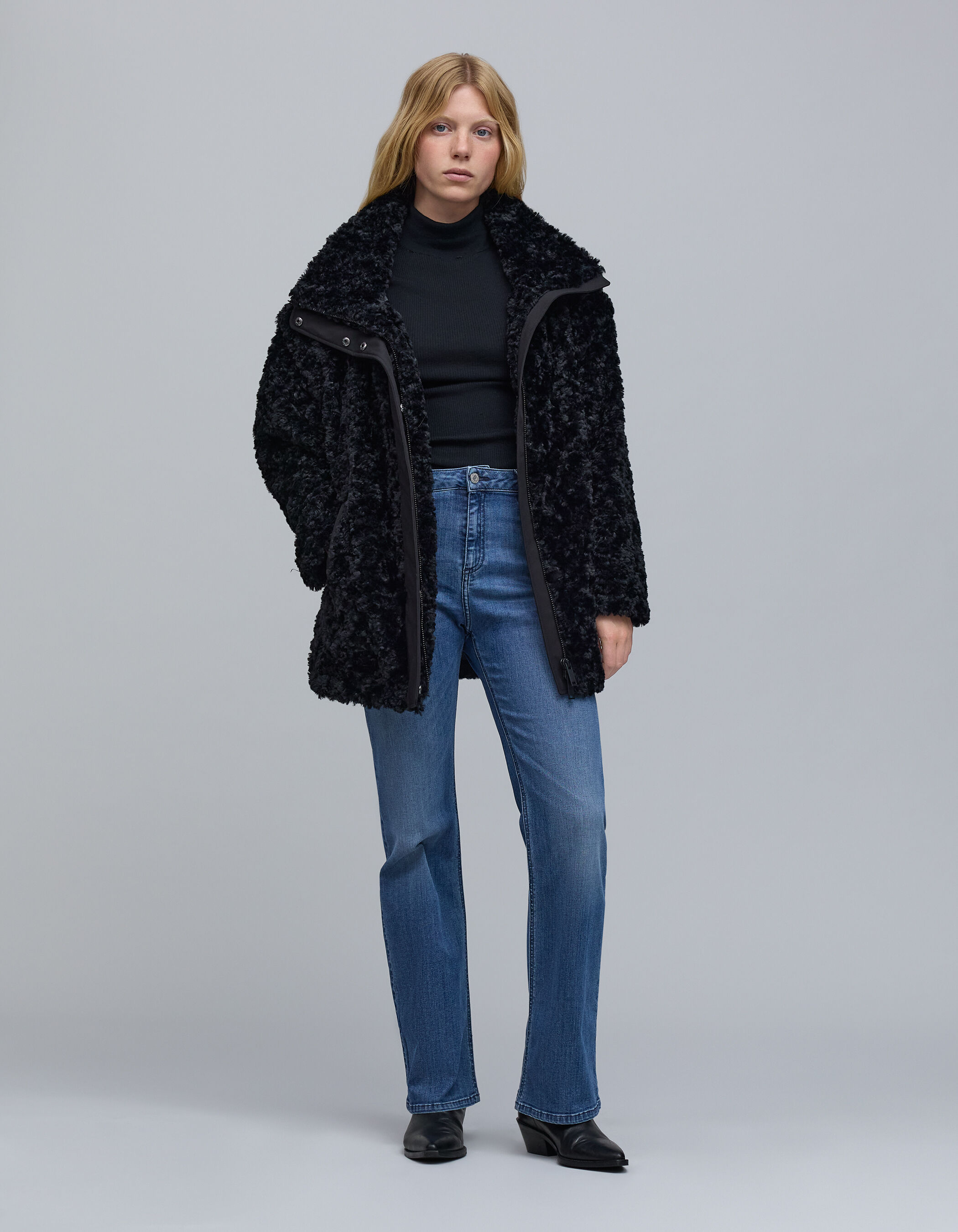Manteau sherpa noir new arrivals