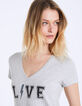 Tee-shirt col V en coton visuel Love femme-4