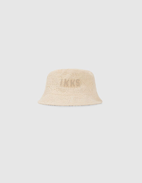 Girls’ ecru lace sunhat with embroidered IKKS letters