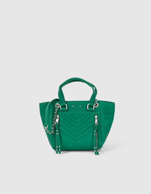 Grüne Damentasche 1440 Small, Leder, Reißverschlüssen