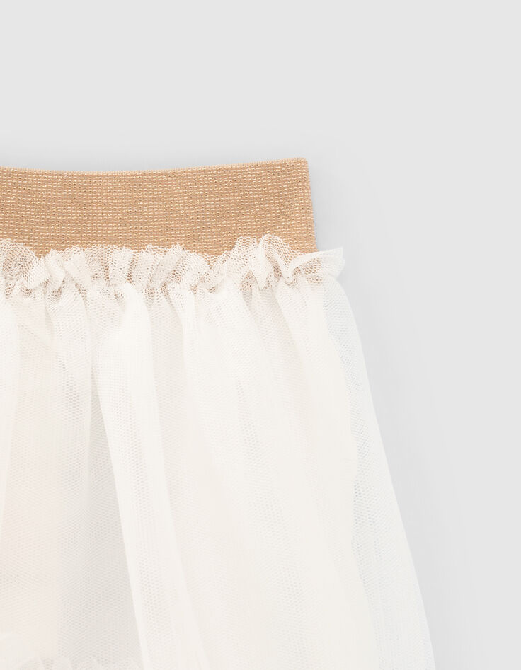 Girls’ off-white tulle skirt with gold waistband-3